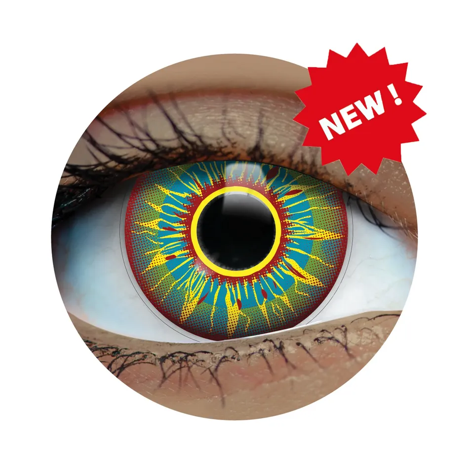 PRIMAL Burning Man lentilles de contact bleu jaune sans correction