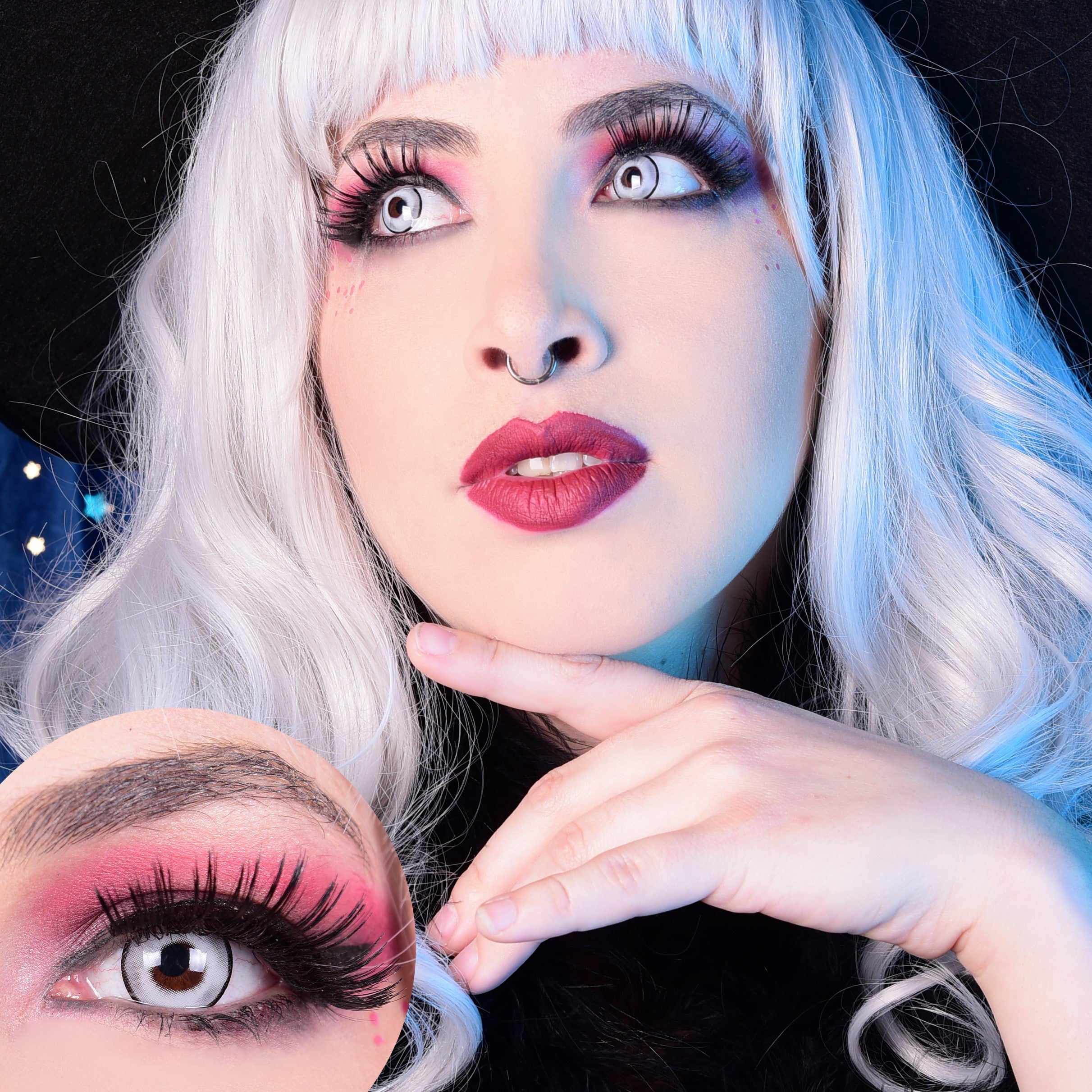 PRIMAL Ghost lentilles cosplay grises blanches opaques