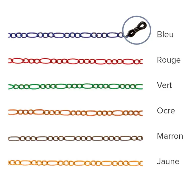 JHB 228 chaînette lunettes métal couleur lot 6