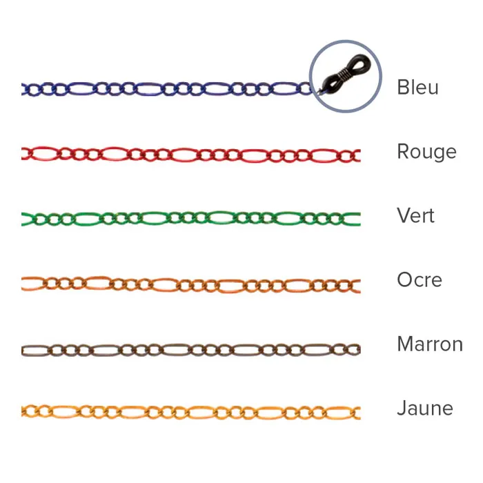 JHB 228 chaînette lunettes métal couleur lot 6