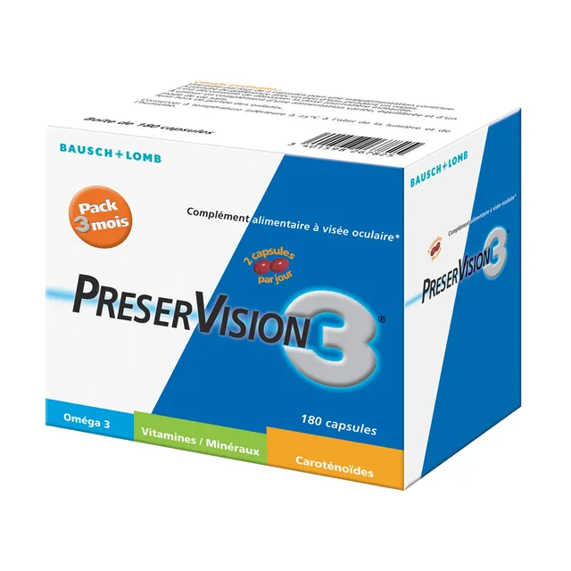 Bausch + Lomb PreserVision 3 capsules boite 3 mois yeux