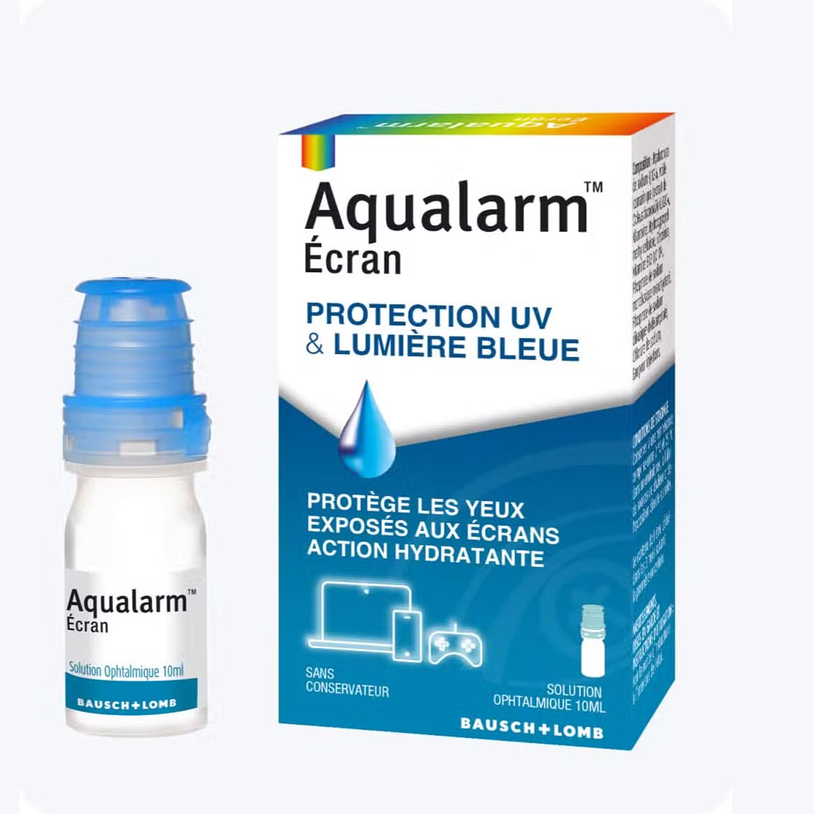 Aqualarm Écran gouttes lumière bleue 2x10 ml acide hyaluronique