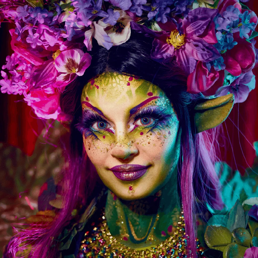 Primal Aztec lentilles cosplay jaune bleu violet