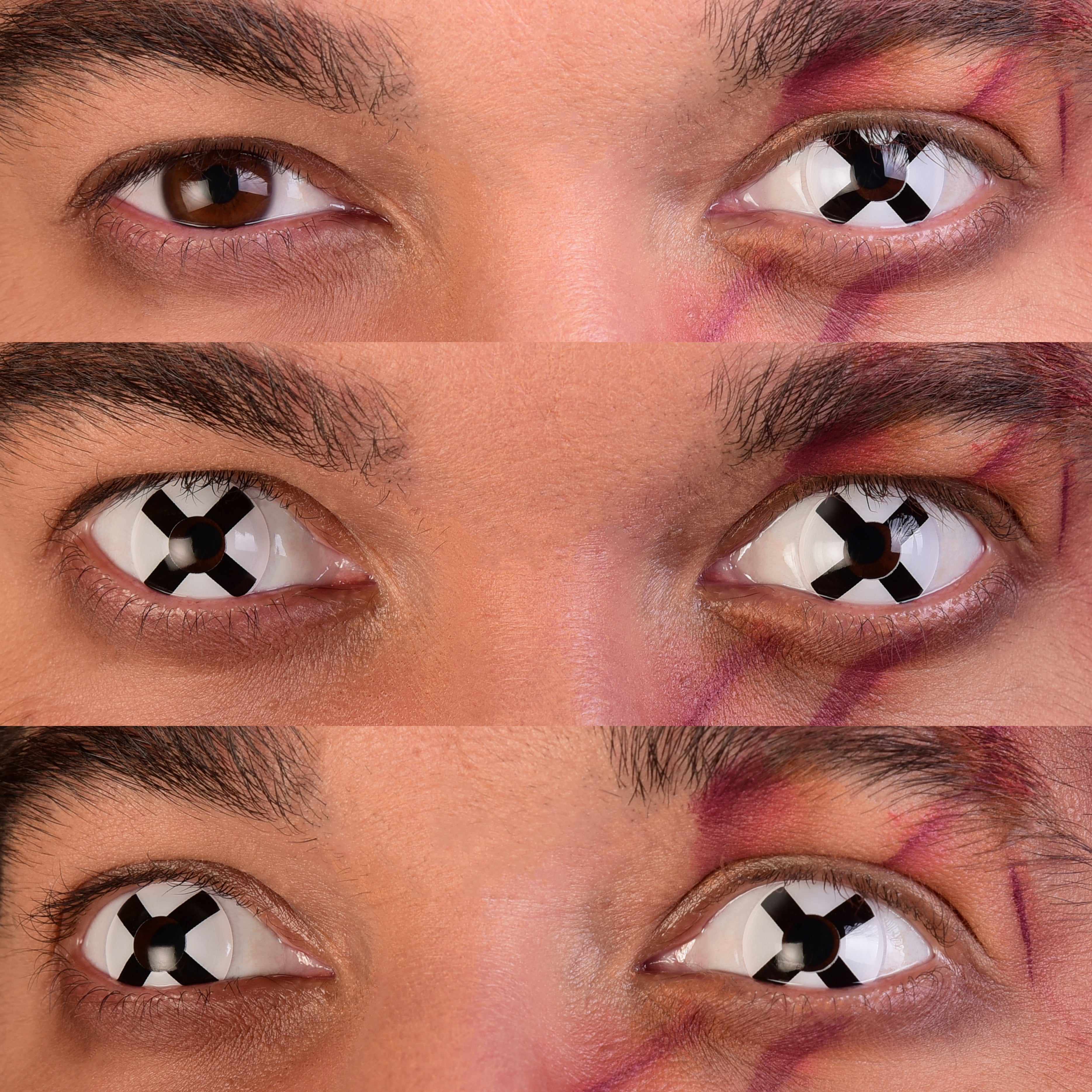 PRIMAL Deadman I lentilles blanches noires croix sans correction