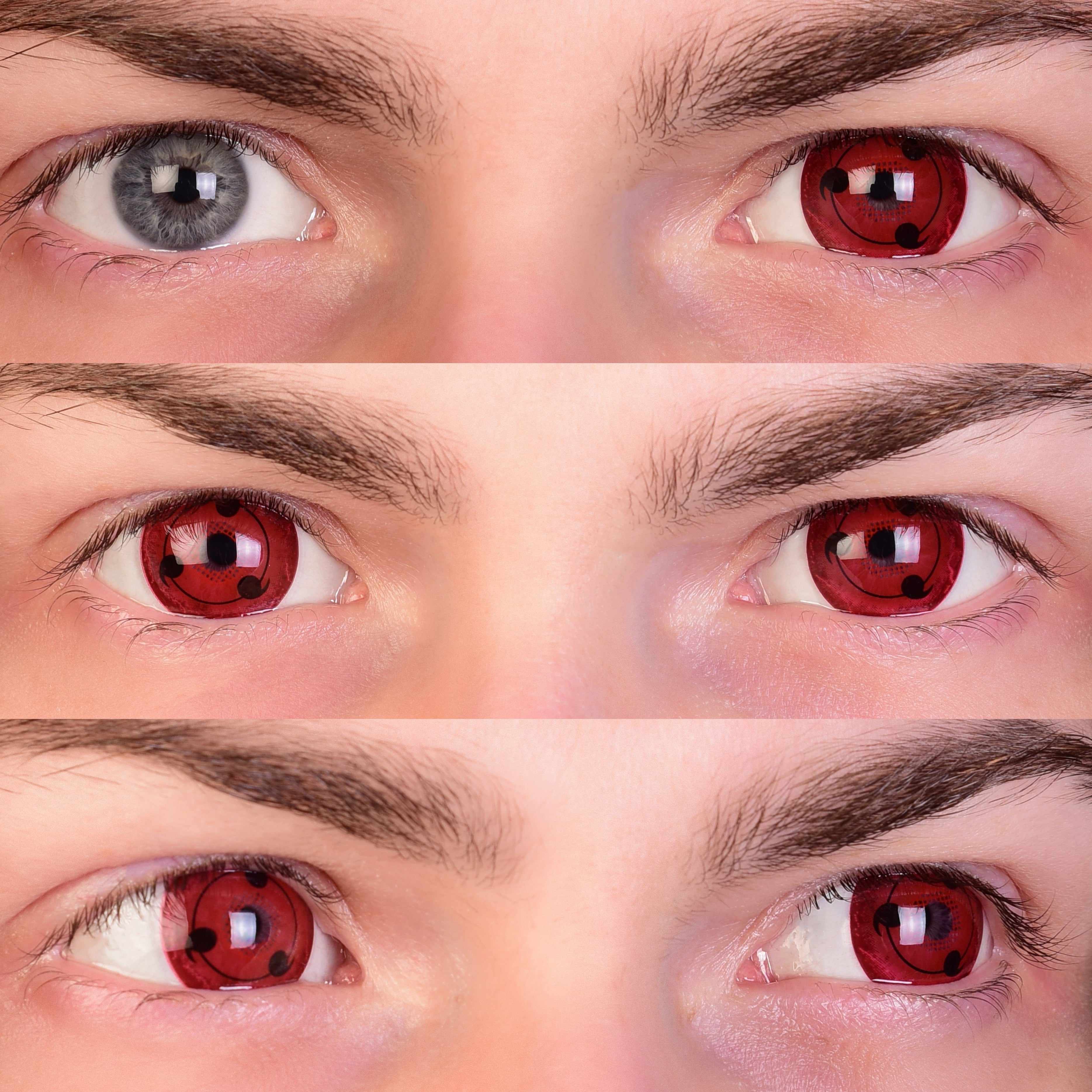 PRIMAL Sharingan lentilles rouges cosplay anime