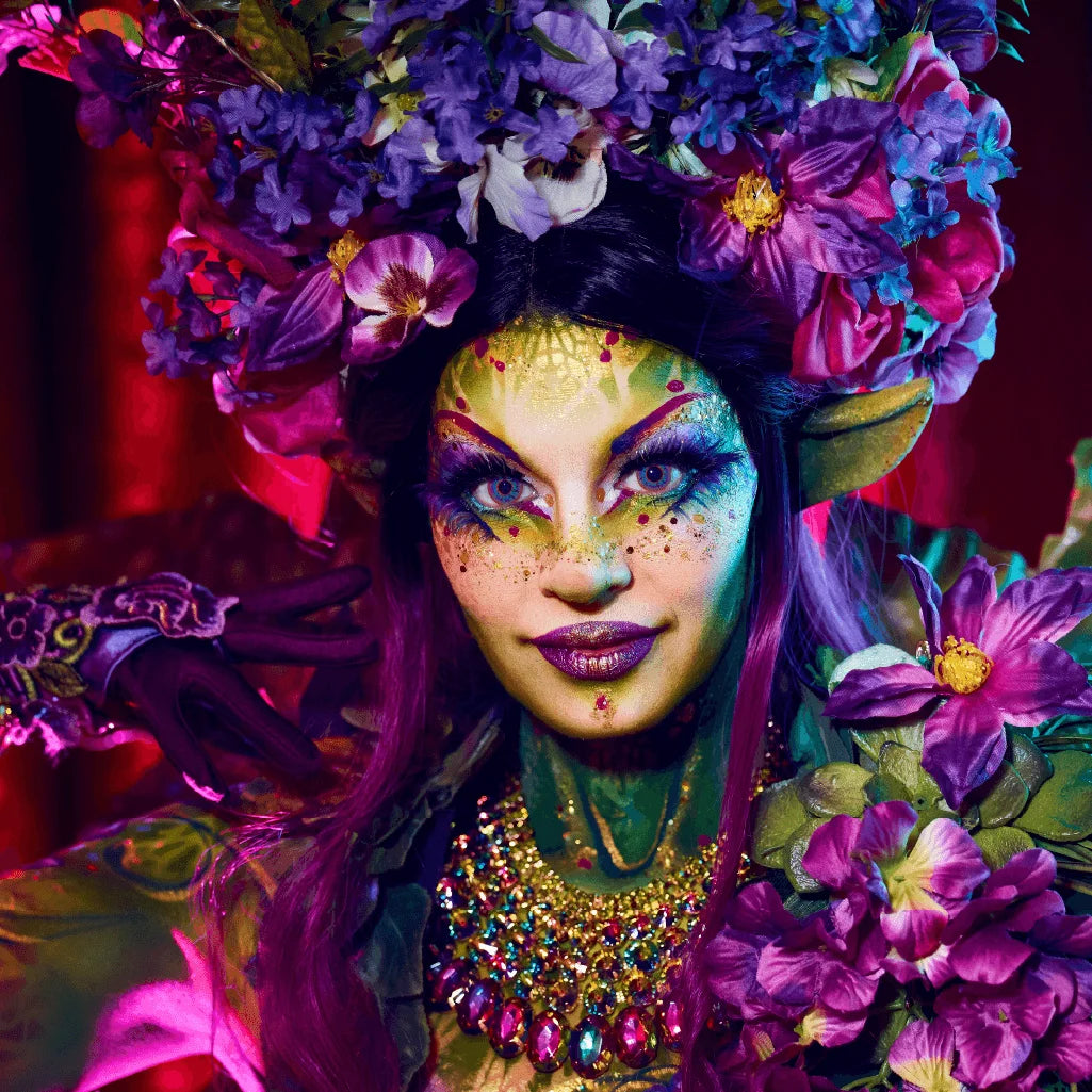 Primal Aztec lentilles cosplay jaune bleu violet