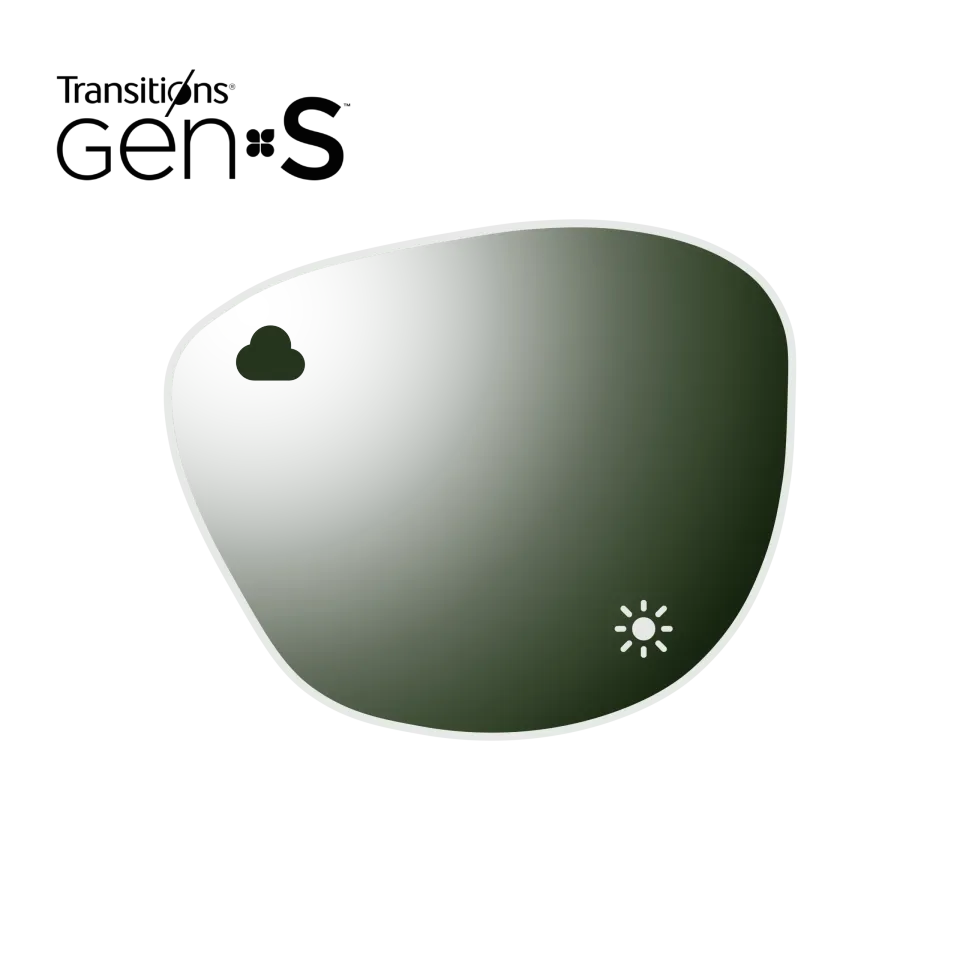 Transitions Gen S verres unifocaux gris vert miroir cat 0-3