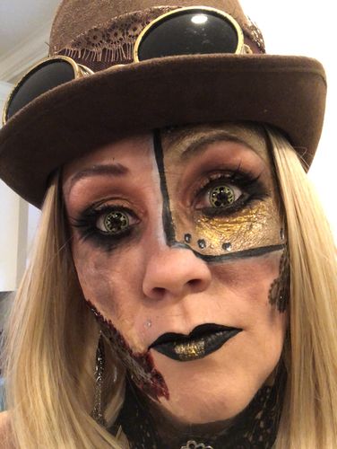 PRIMAL Steampunk lentilles contact dorées motif engrenages