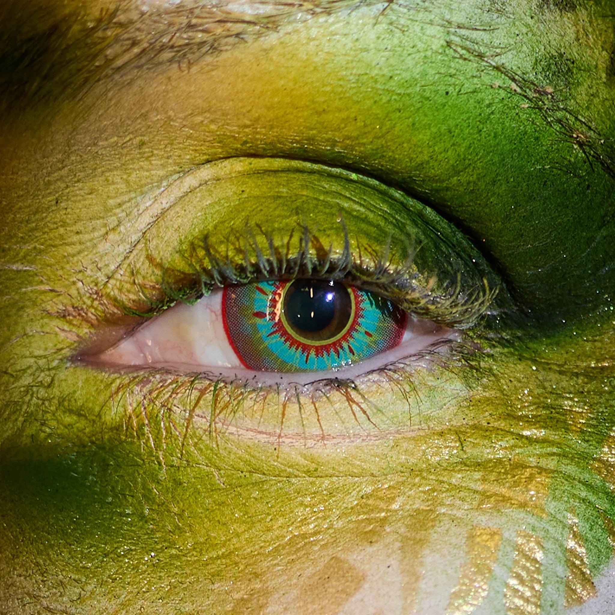 Primal Burning Man lentilles couleur soleil bleu jaune