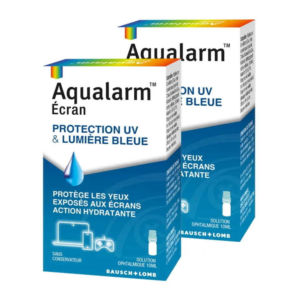 Aqualarm Écran gouttes lumière bleue 2x10 ml acide hyaluronique