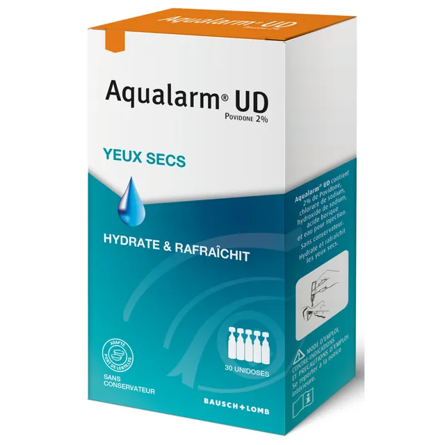 Bausch + Lomb Aqualarm unidoses 30x0,5 ml yeux secs povidone