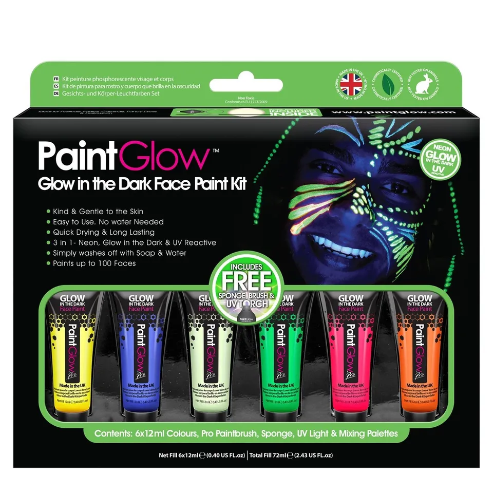 PaintGlow coffret maquillage fluo UV visage phosphorescent
