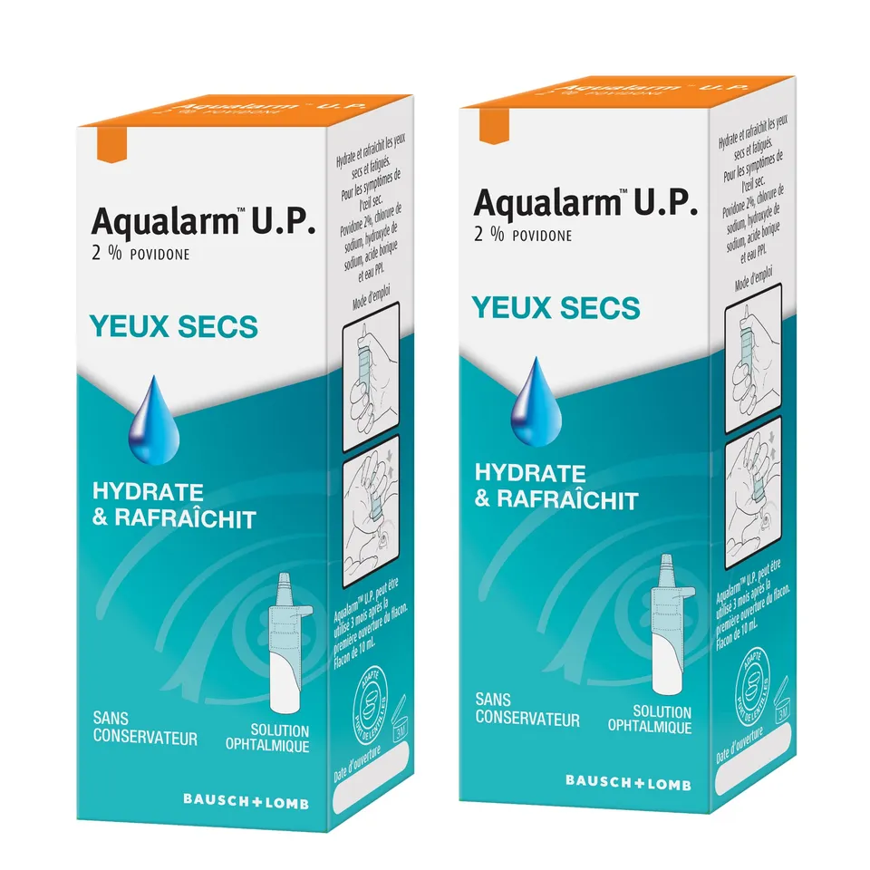 Aqualarm U.P. gouttes yeux secs 2x10ml povidone