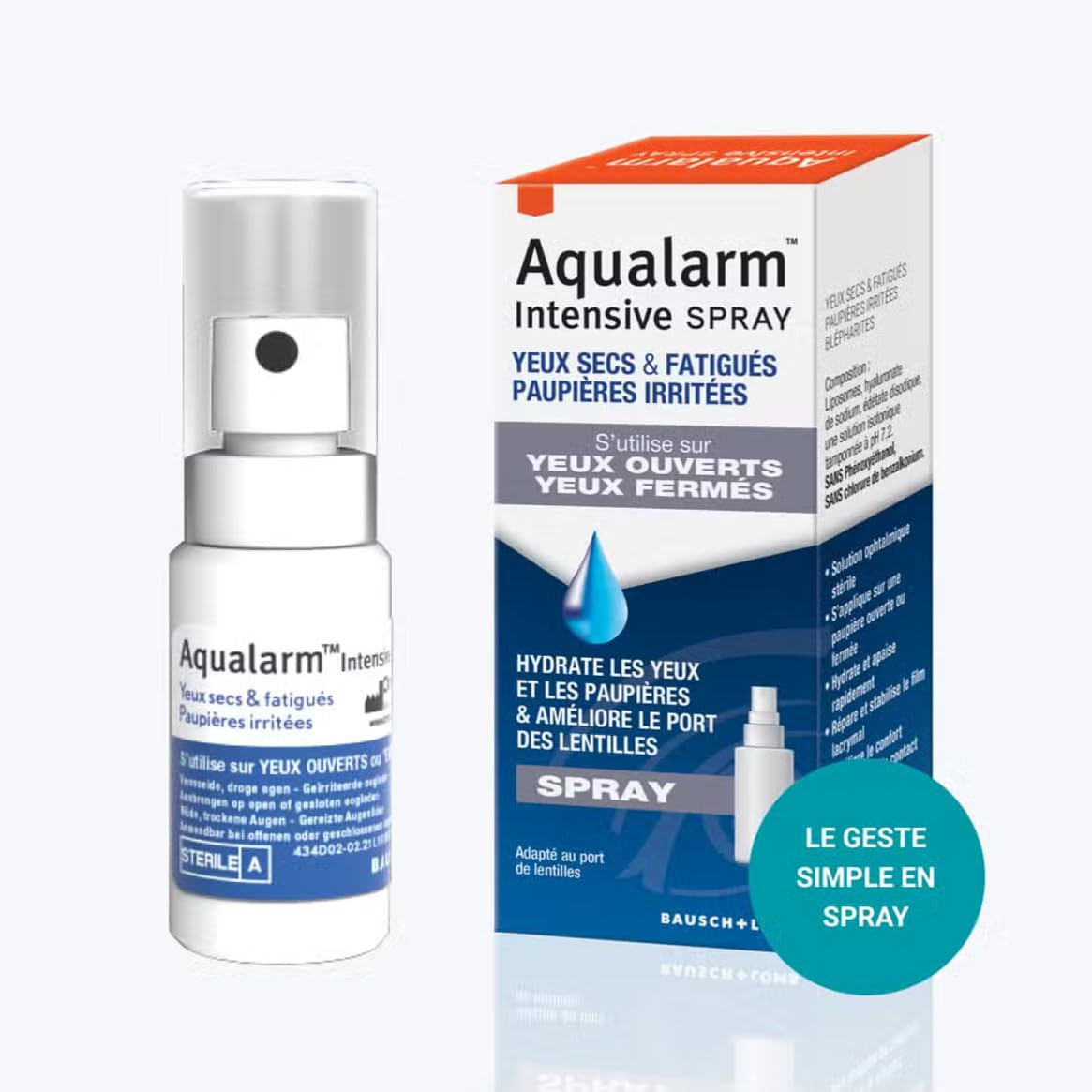 Aqualarm Intensive Spray yeux secs 2x10ml acide hyaluronique