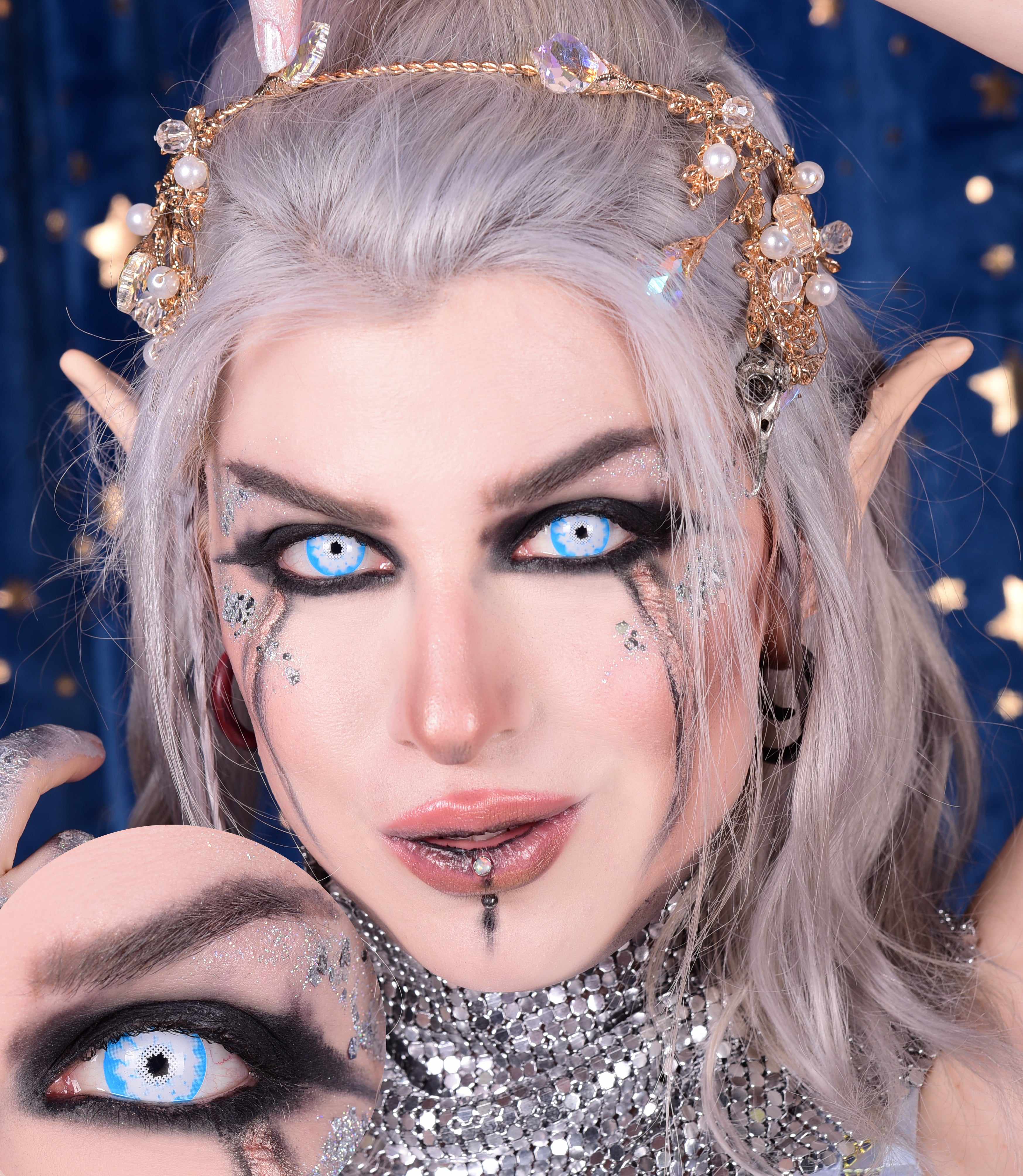 PRIMAL Night King lentilles de contact cosplay blanc bleu