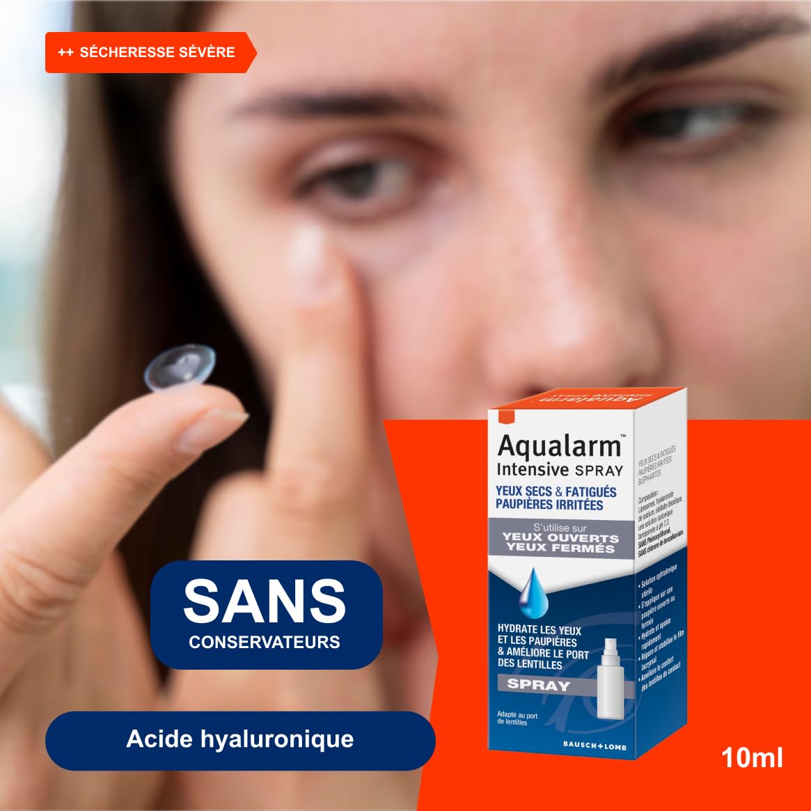 Aqualarm Intensive Spray yeux secs 2x10ml acide hyaluronique