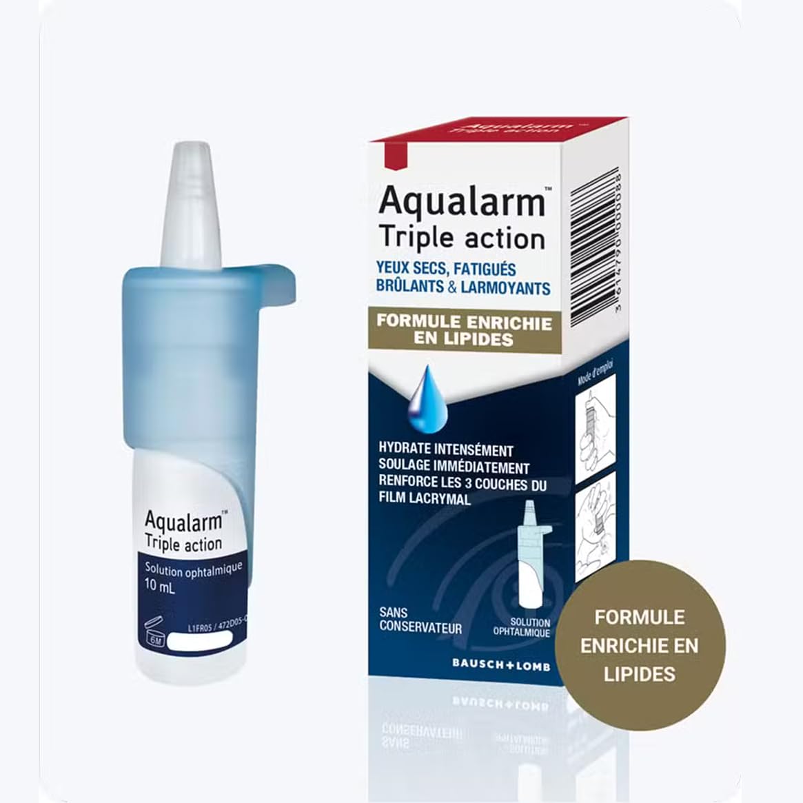 AQUALARM Triple Action gouttes yeux 10 ml lipides