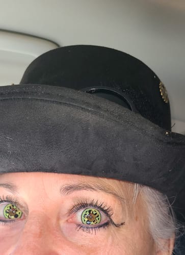 PRIMAL Steampunk lentilles contact dorées motif engrenages