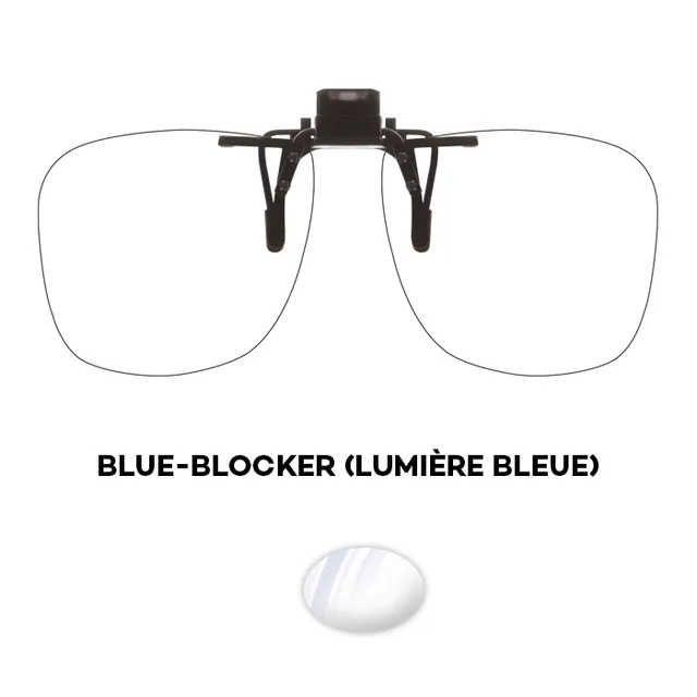 JHB 116BB clip lunettes relevable anti lumière bleue vissé