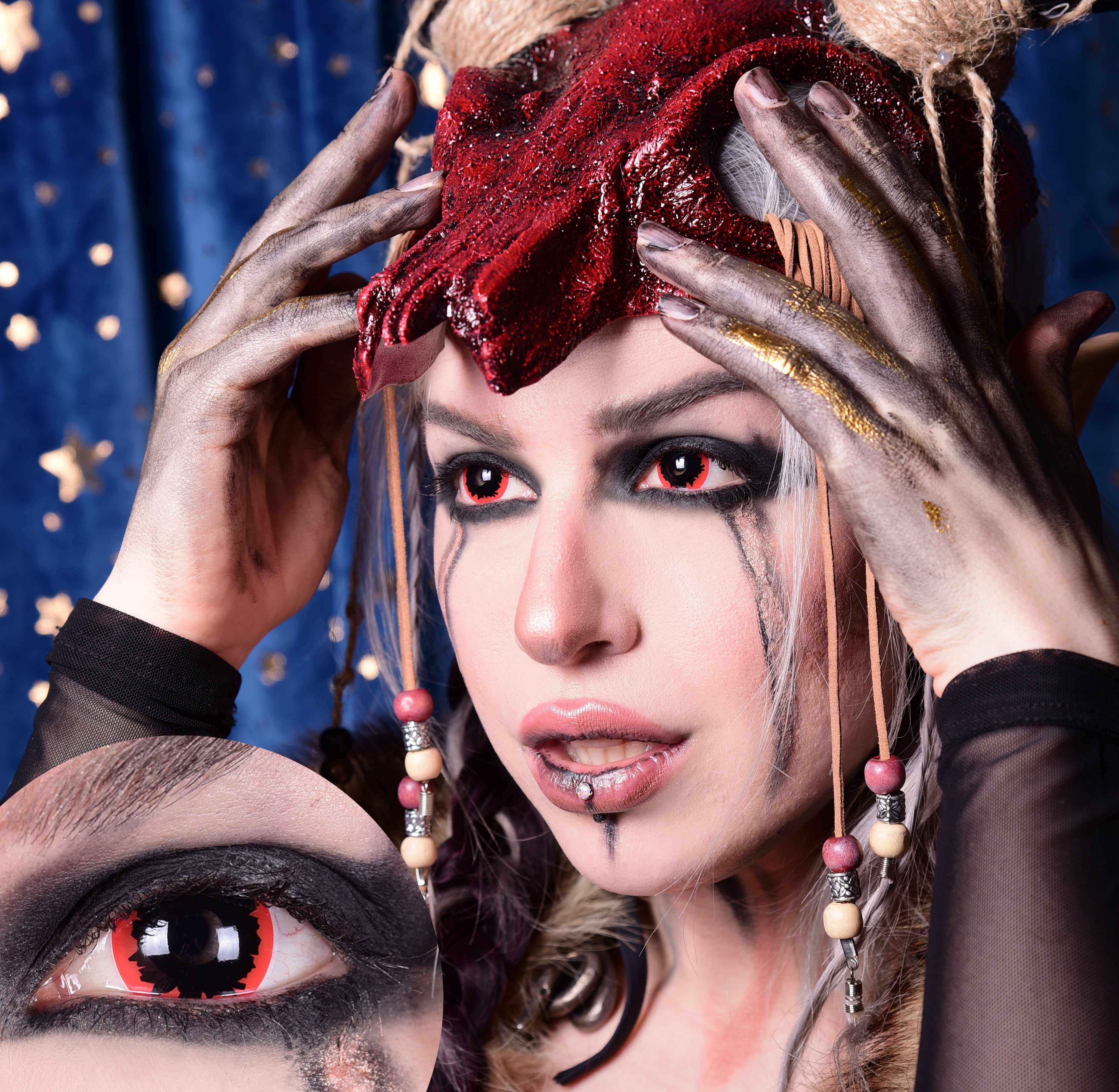 Primal Red Witch lentilles couleur rouge noir 15,2 mm