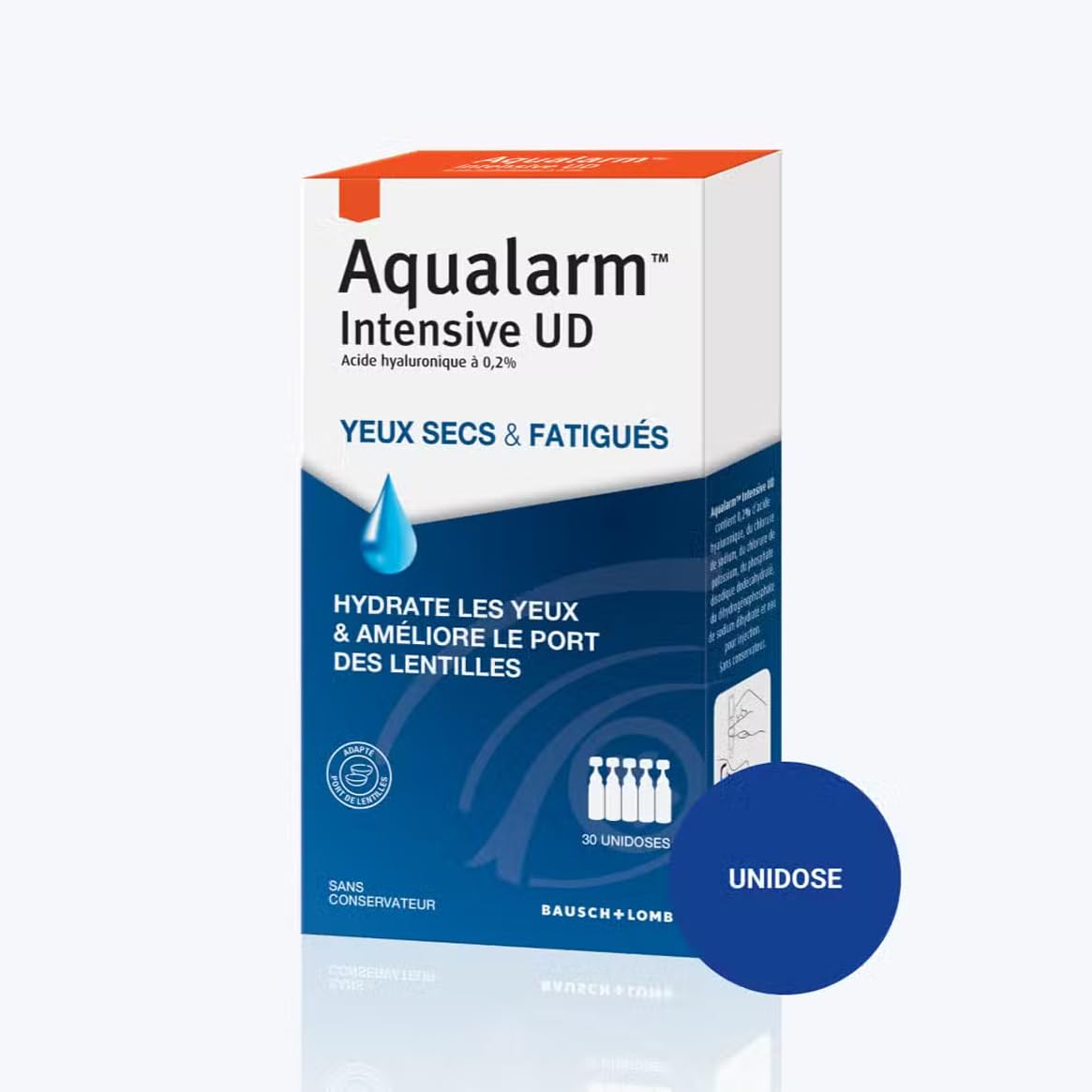 Aqualarm Intensive UD gouttes yeux secs lot 2x30 acide hyaluronique