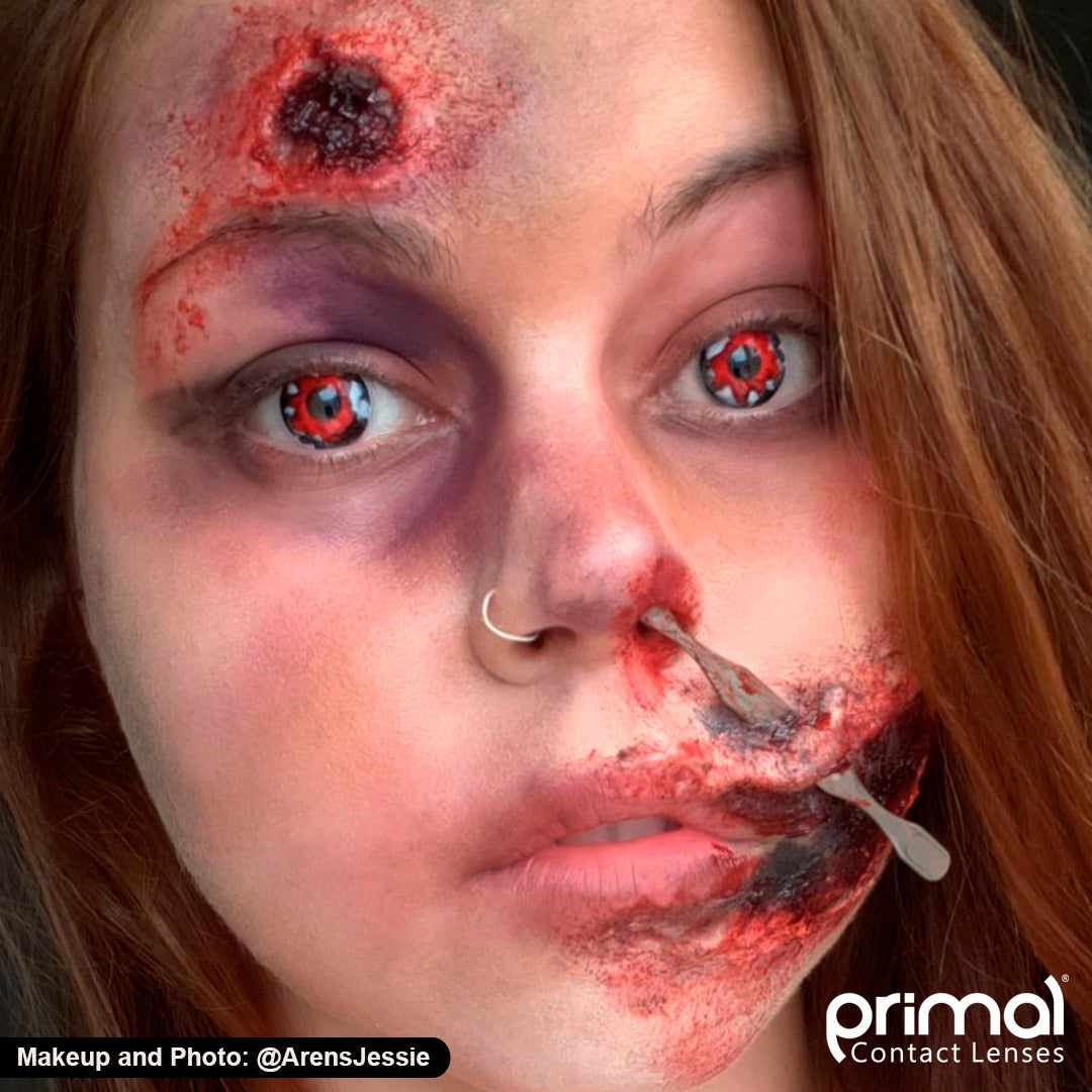 PRIMAL Walking Dead II lentilles cosplay rouges zombie