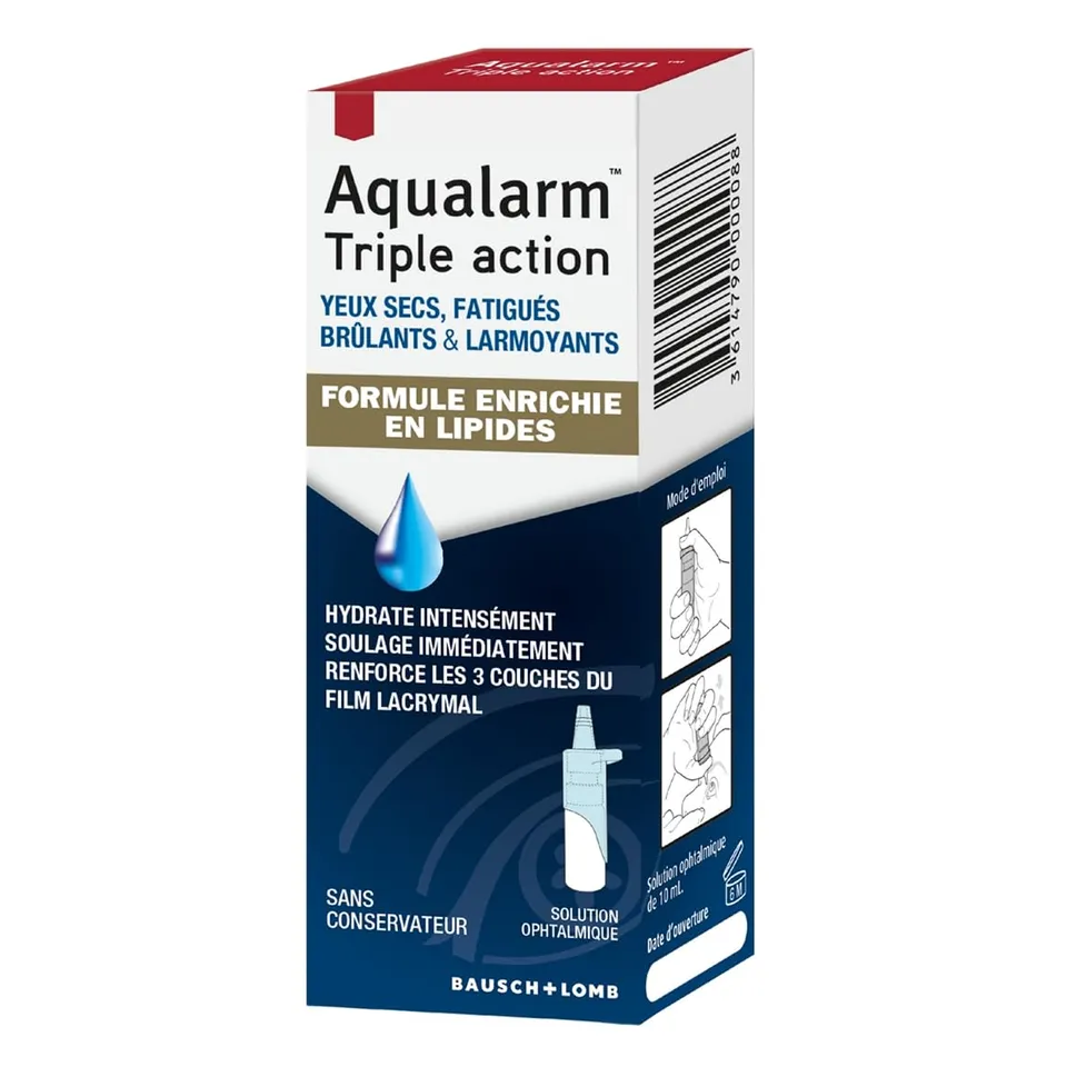 AQUALARM Triple Action gouttes yeux 10 ml lipides
