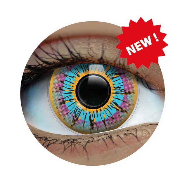 PRIMAL Aztec lentilles de contact cosplay bleu jaune