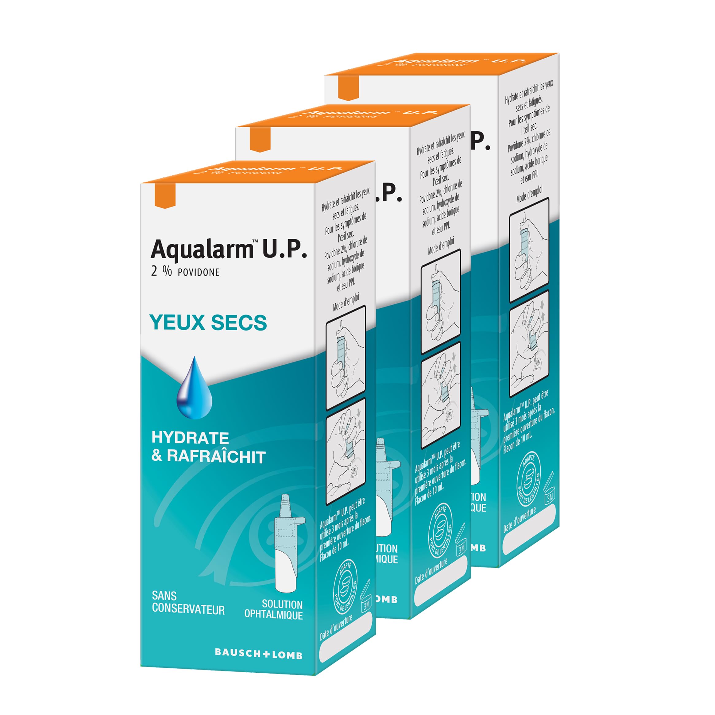 Aqualarm U.P. gouttes yeux secs 2x10ml povidone